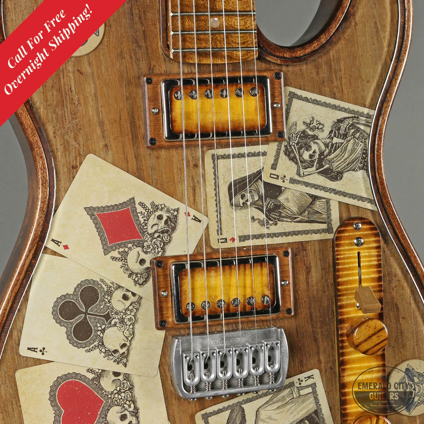 2018 Walla Walla Guitar Company Maverick Crystal Top "Aces and Skullz"