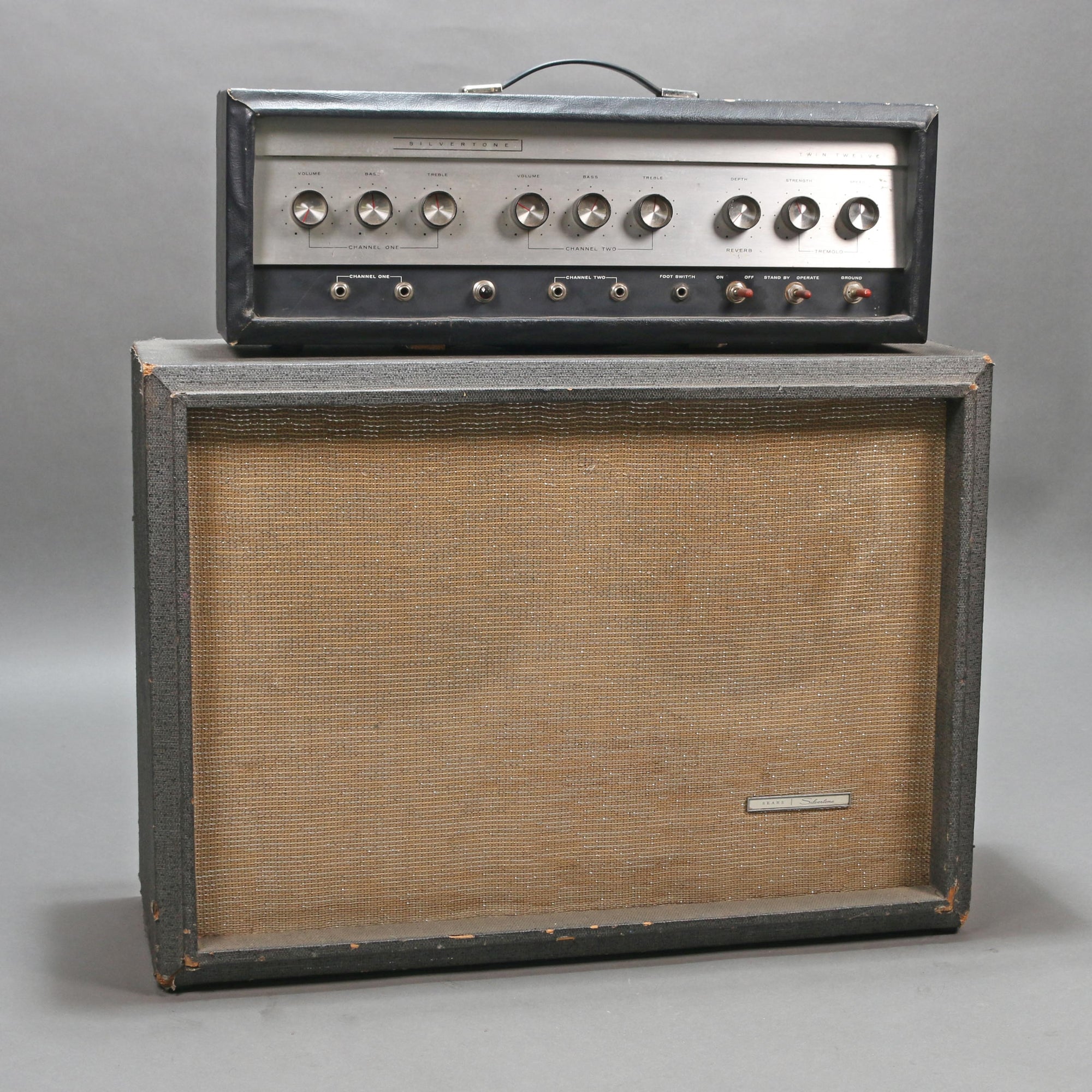 1960s Silvertone 1484 Twin Twelve Head &amp; Piggyback 2x12" Cabinet
