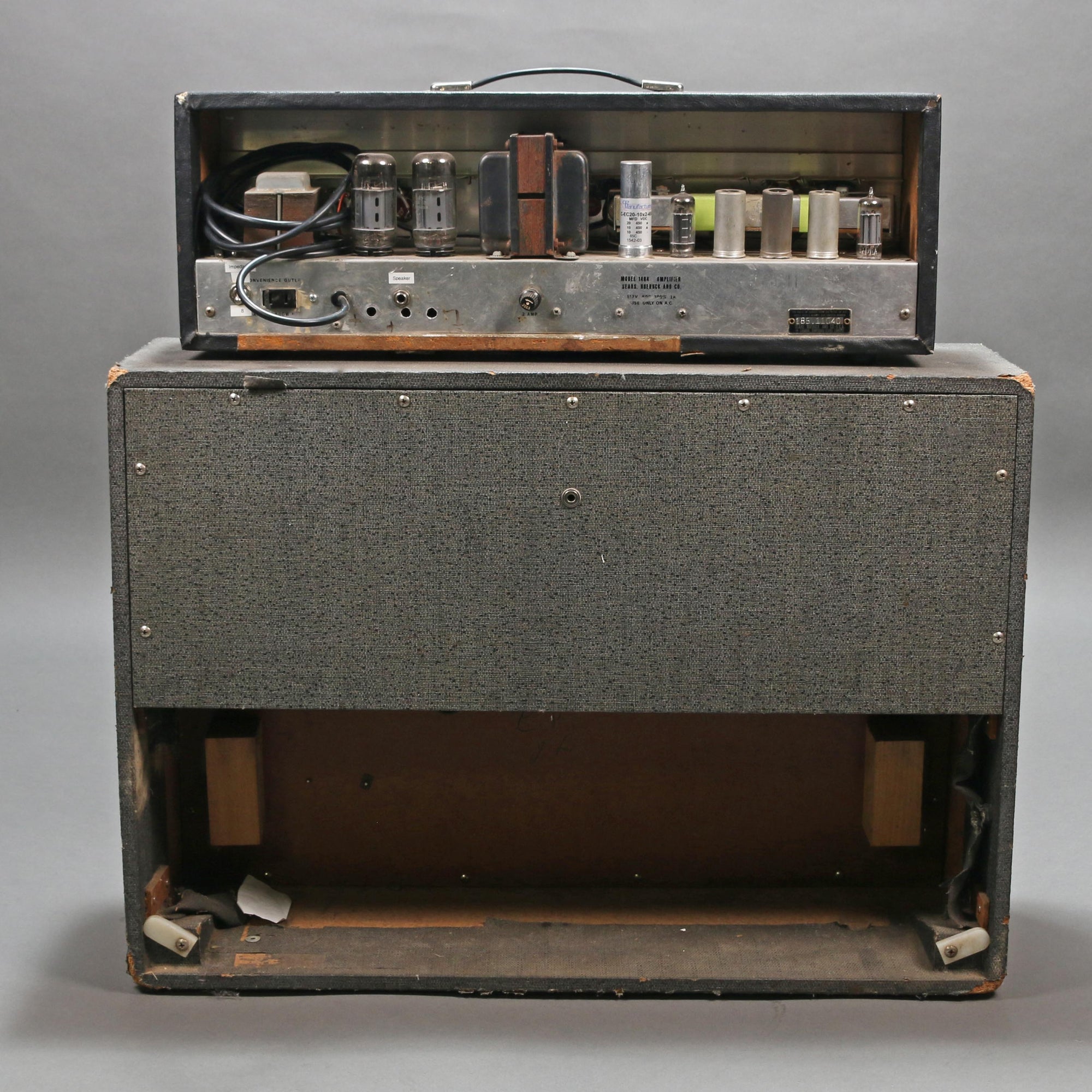 1960s Silvertone 1484 Twin Twelve Head &amp; Piggyback 2x12" Cabinet