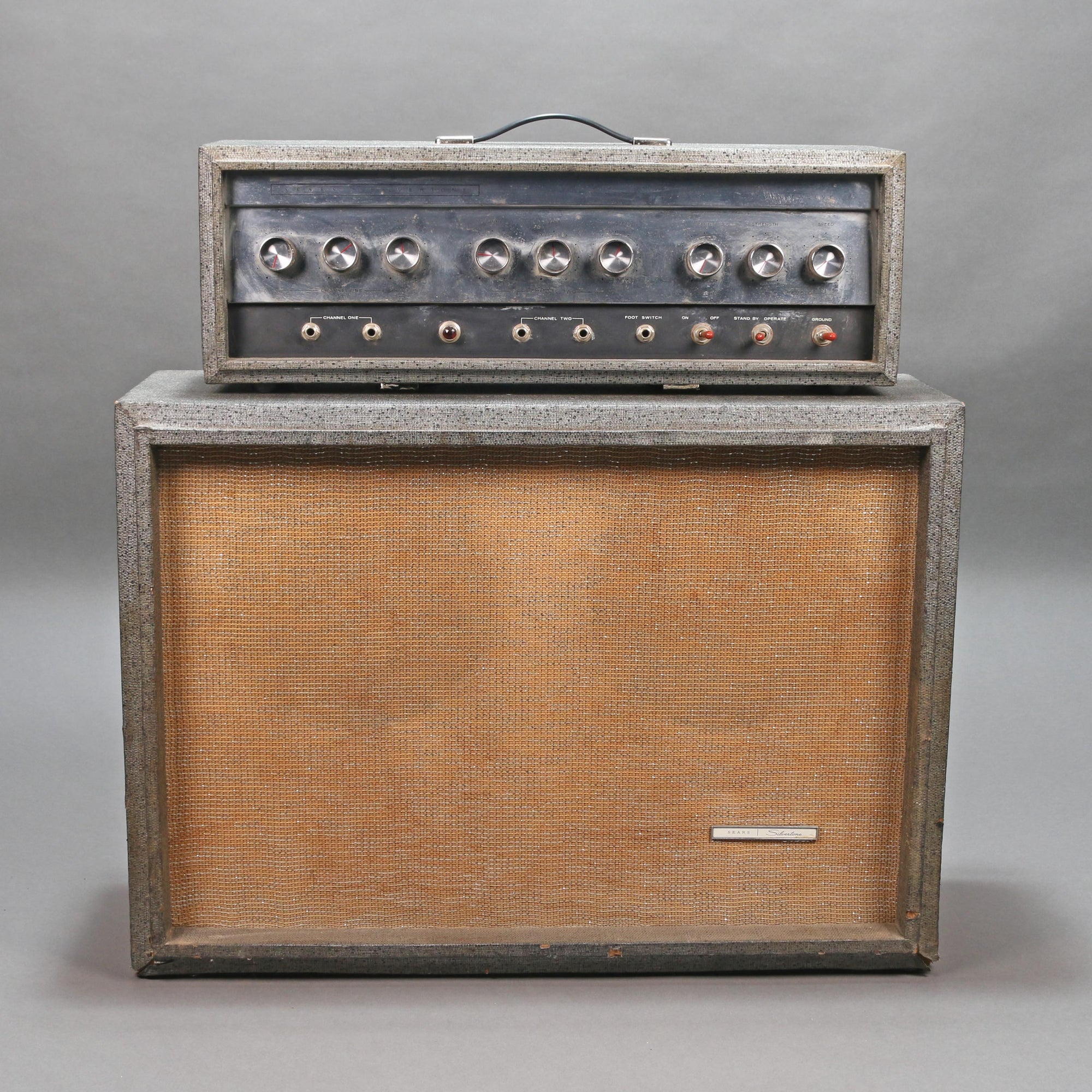 1966 Silvertone 1484 "Twin Twelve" Head w/ Piggyback 2x12" Cabinet