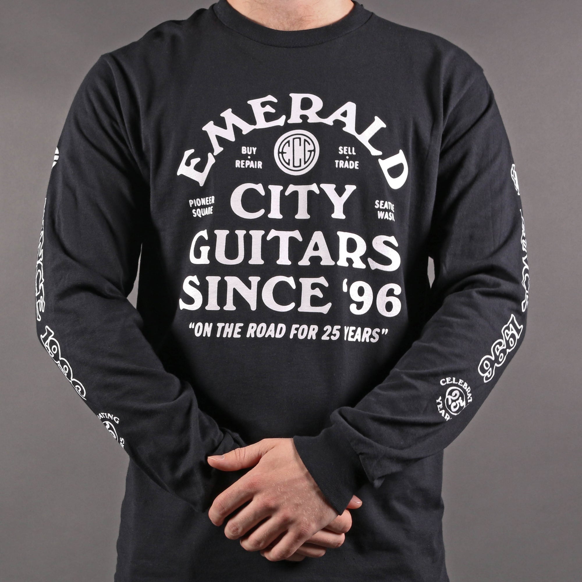 Emerald City Guitars 25th Anniversary Long Sleeve T-Shirt Black